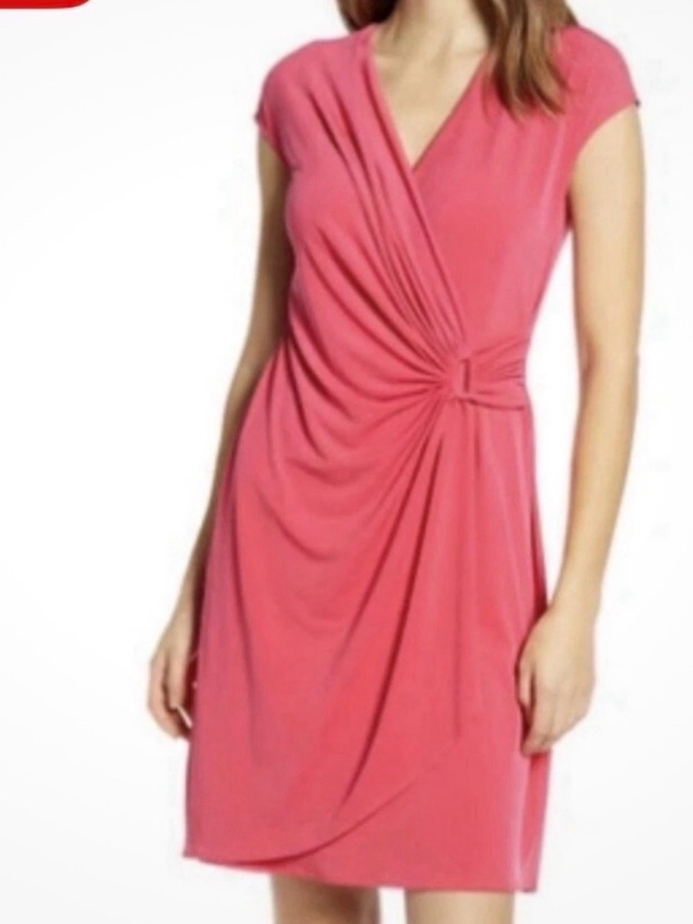 Tommy Bahama Coral Pink Twist-Waist Midi Dress